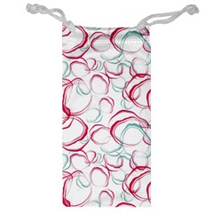 Red And Turquoise Stains On A White Background Jewelry Bag by SychEva