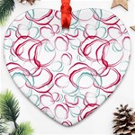 Red And Turquoise Stains On A White Background Heart Ornament (Two Sides) Back