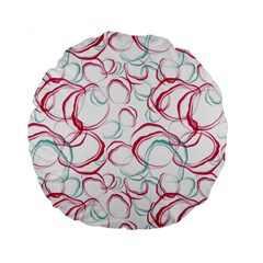 Red And Turquoise Stains On A White Background Standard 15  Premium Round Cushions by SychEva