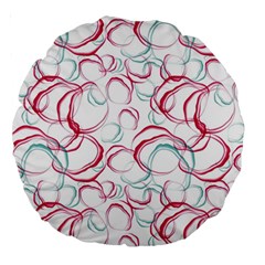 Red And Turquoise Stains On A White Background Large 18  Premium Round Cushions by SychEva