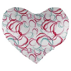 Red And Turquoise Stains On A White Background Large 19  Premium Heart Shape Cushions by SychEva