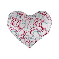 Red And Turquoise Stains On A White Background Standard 16  Premium Flano Heart Shape Cushions by SychEva