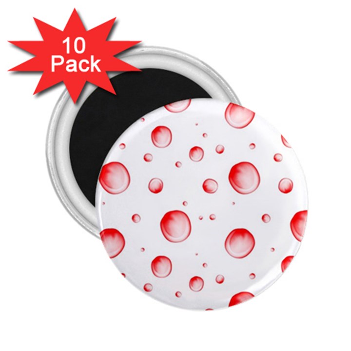 Red Drops On White Background 2.25  Magnets (10 pack) 