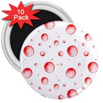 Red Drops On White Background 3  Magnets (10 pack)  Front