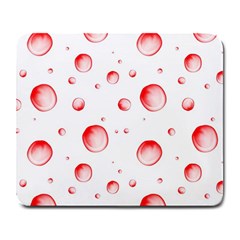 Red Drops On White Background Large Mousepads by SychEva