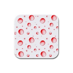 Red Drops On White Background Rubber Square Coaster (4 Pack)  by SychEva