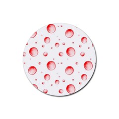 Red Drops On White Background Rubber Coaster (round)  by SychEva