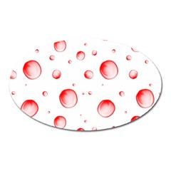 Red Drops On White Background Oval Magnet by SychEva