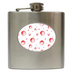 Red Drops On White Background Hip Flask (6 Oz) by SychEva