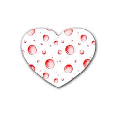 Red Drops On White Background Heart Coaster (4 Pack)  by SychEva