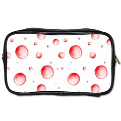 Red Drops On White Background Toiletries Bag (one Side) by SychEva