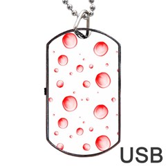 Red Drops On White Background Dog Tag Usb Flash (one Side) by SychEva