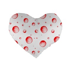 Red Drops On White Background Standard 16  Premium Heart Shape Cushions by SychEva