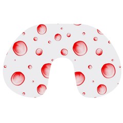 Red Drops On White Background Travel Neck Pillow by SychEva