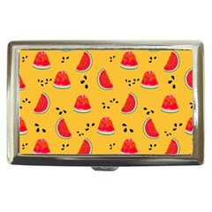 Slices Of Juicy Red Watermelon On A Yellow Background Cigarette Money Case by SychEva