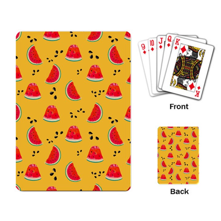 Slices Of Juicy Red Watermelon On A Yellow Background Playing Cards Single Design (Rectangle)