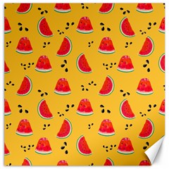 Slices Of Juicy Red Watermelon On A Yellow Background Canvas 16  x 16 