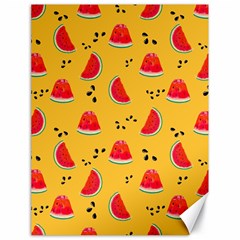 Slices Of Juicy Red Watermelon On A Yellow Background Canvas 18  X 24  by SychEva