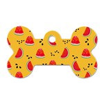 Slices Of Juicy Red Watermelon On A Yellow Background Dog Tag Bone (Two Sides) Front