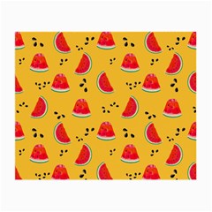 Slices Of Juicy Red Watermelon On A Yellow Background Small Glasses Cloth (2 Sides)