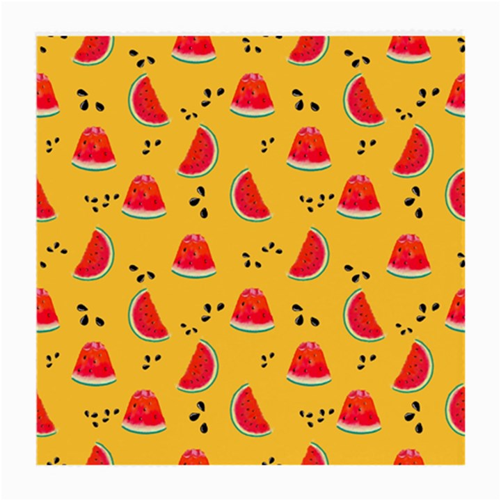 Slices Of Juicy Red Watermelon On A Yellow Background Medium Glasses Cloth (2 Sides)