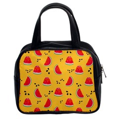 Slices Of Juicy Red Watermelon On A Yellow Background Classic Handbag (two Sides) by SychEva