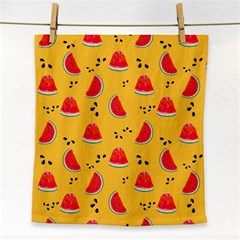 Slices Of Juicy Red Watermelon On A Yellow Background Face Towel