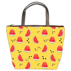 Slices Of Juicy Red Watermelon On A Yellow Background Bucket Bag