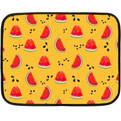 Slices Of Juicy Red Watermelon On A Yellow Background Fleece Blanket (Mini)