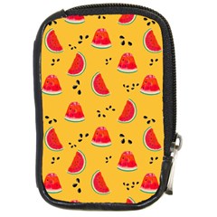 Slices Of Juicy Red Watermelon On A Yellow Background Compact Camera Leather Case