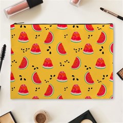 Slices Of Juicy Red Watermelon On A Yellow Background Cosmetic Bag (XL)