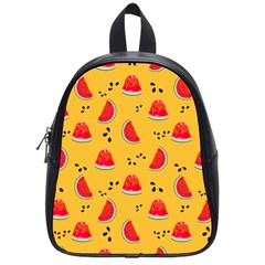 Slices Of Juicy Red Watermelon On A Yellow Background School Bag (Small)