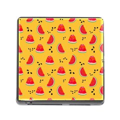 Slices Of Juicy Red Watermelon On A Yellow Background Memory Card Reader (Square 5 Slot)