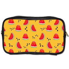 Slices Of Juicy Red Watermelon On A Yellow Background Toiletries Bag (Two Sides)