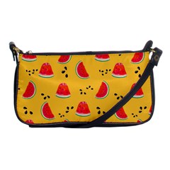 Slices Of Juicy Red Watermelon On A Yellow Background Shoulder Clutch Bag