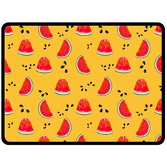 Slices Of Juicy Red Watermelon On A Yellow Background Fleece Blanket (Large) 