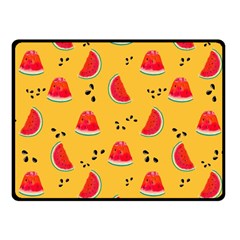 Slices Of Juicy Red Watermelon On A Yellow Background Fleece Blanket (Small)