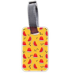 Slices Of Juicy Red Watermelon On A Yellow Background Luggage Tag (two sides)