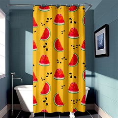 Slices Of Juicy Red Watermelon On A Yellow Background Shower Curtain 36  x 72  (Stall) 