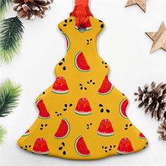 Slices Of Juicy Red Watermelon On A Yellow Background Ornament (Christmas Tree) 