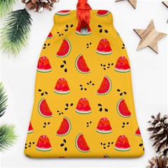 Slices Of Juicy Red Watermelon On A Yellow Background Ornament (Bell)