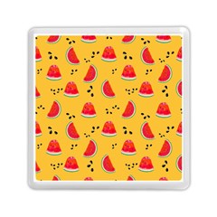 Slices Of Juicy Red Watermelon On A Yellow Background Memory Card Reader (Square)