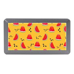 Slices Of Juicy Red Watermelon On A Yellow Background Memory Card Reader (Mini)