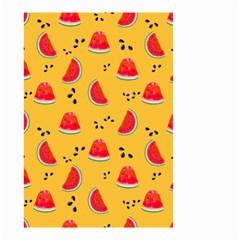 Slices Of Juicy Red Watermelon On A Yellow Background Small Garden Flag (Two Sides)