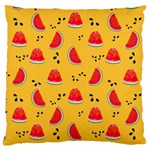 Slices Of Juicy Red Watermelon On A Yellow Background Large Cushion Case (One Side) Front