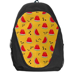 Slices Of Juicy Red Watermelon On A Yellow Background Backpack Bag by SychEva