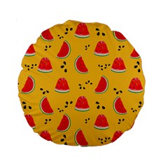 Slices Of Juicy Red Watermelon On A Yellow Background Standard 15  Premium Round Cushions