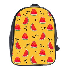 Slices Of Juicy Red Watermelon On A Yellow Background School Bag (XL)