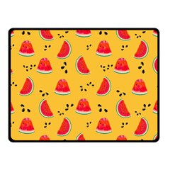 Slices Of Juicy Red Watermelon On A Yellow Background Double Sided Fleece Blanket (Small) 