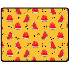 Slices Of Juicy Red Watermelon On A Yellow Background Double Sided Fleece Blanket (Medium) 